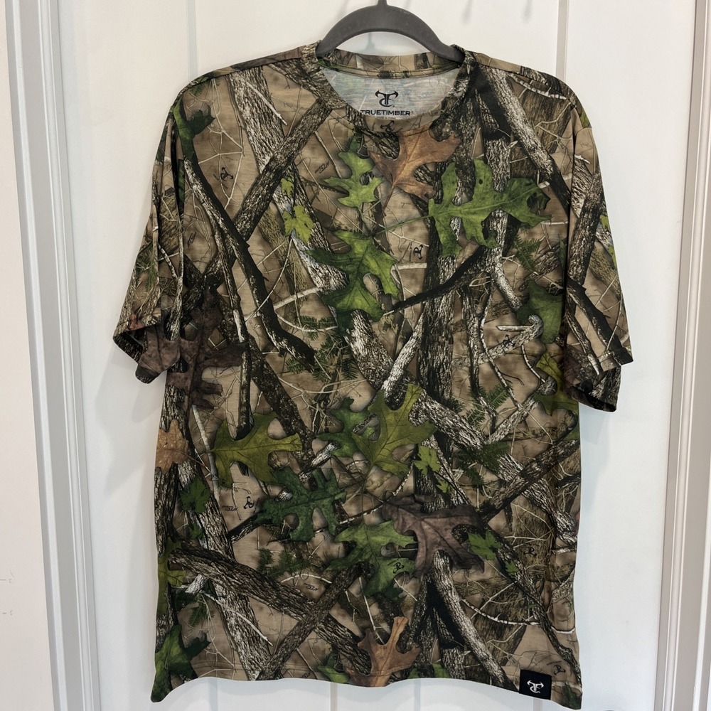 True Timber Men's Camo Anti-Odor Short Sleeve Tee T-Shirt‎ Size Large